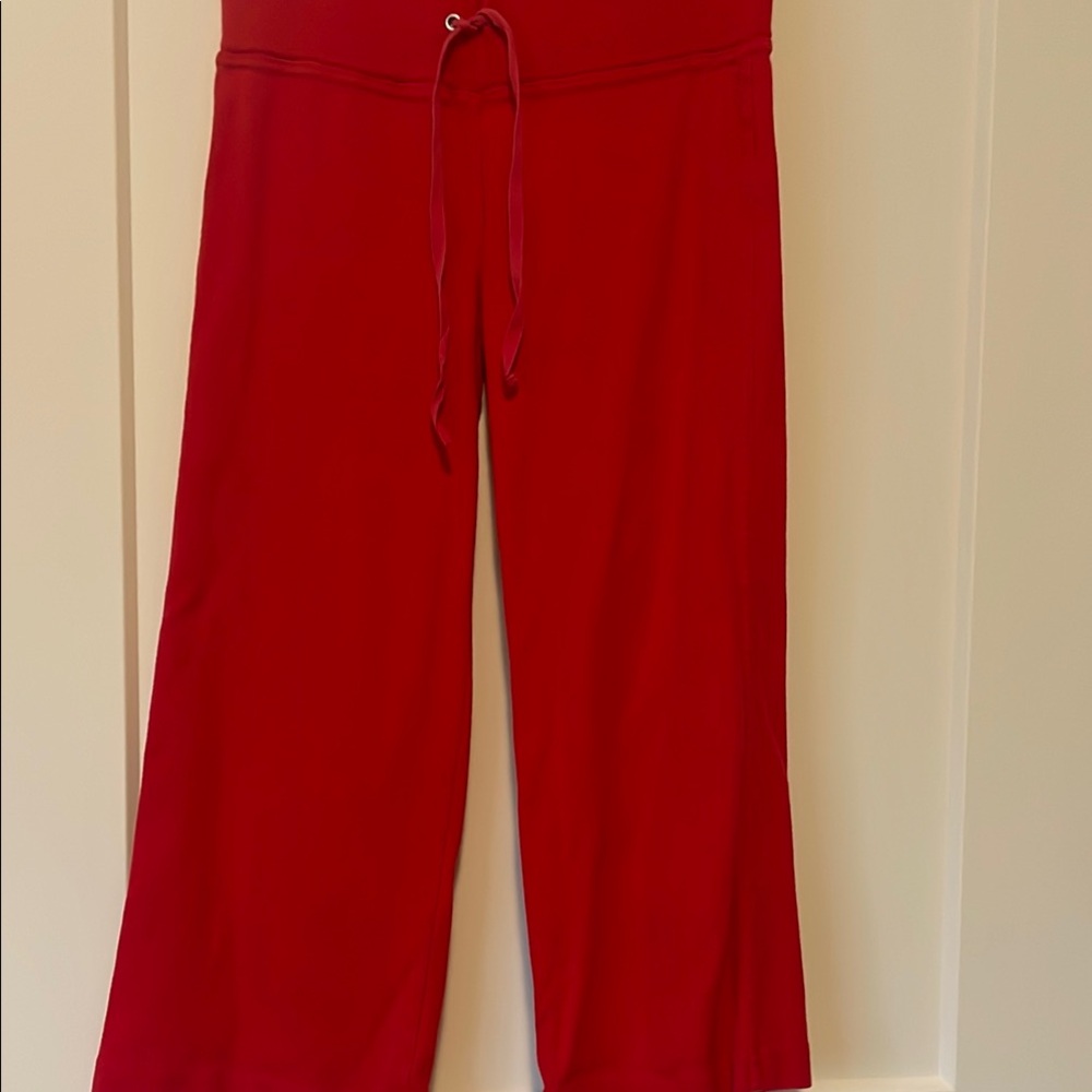bebe Red Rhinestone Logo Cropped Pants - Picture 3 of 3